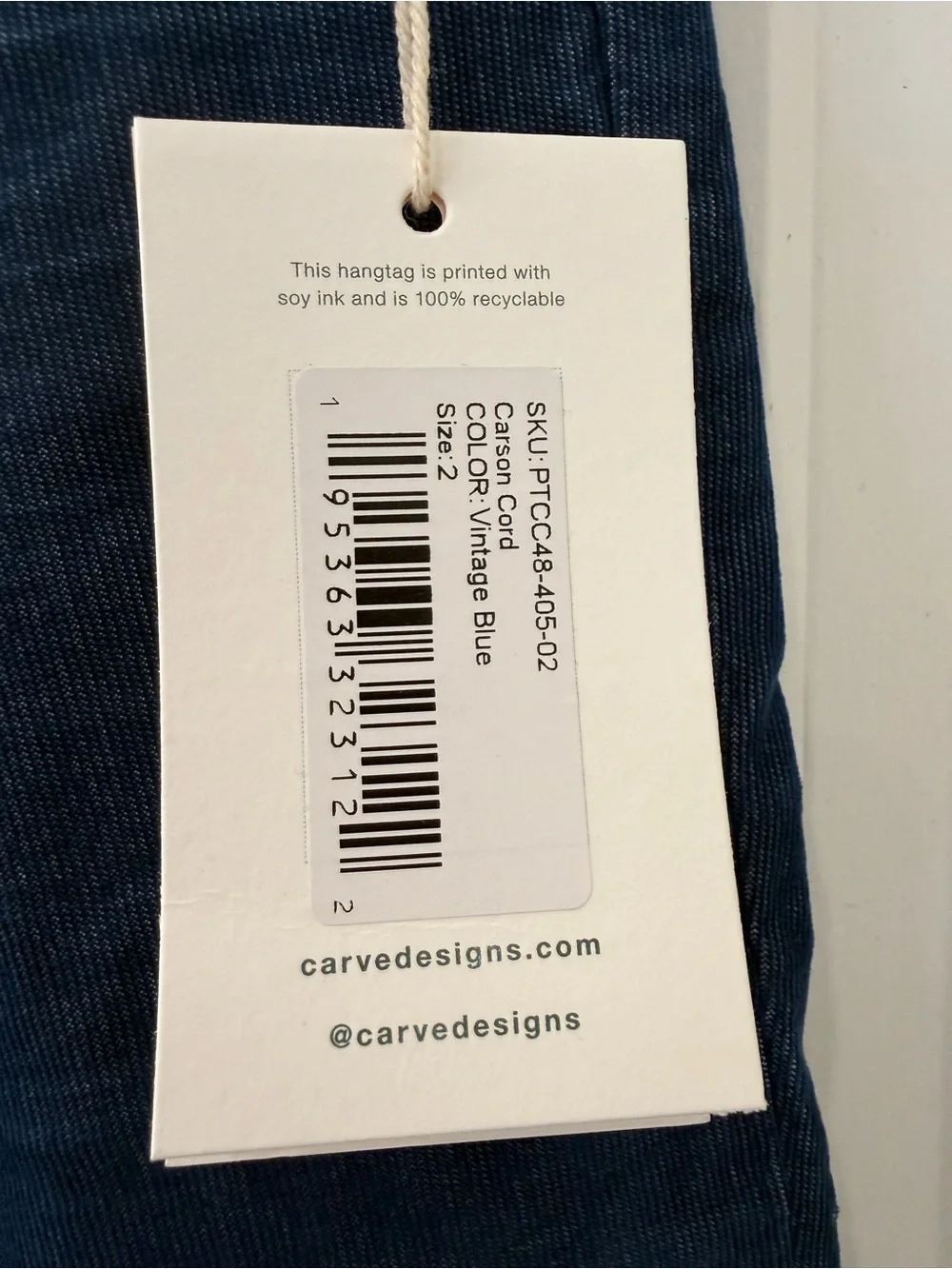 Women’s Title Nine Carve Design Carson Cord Dogtown Pants Size 2 Vintage Blue